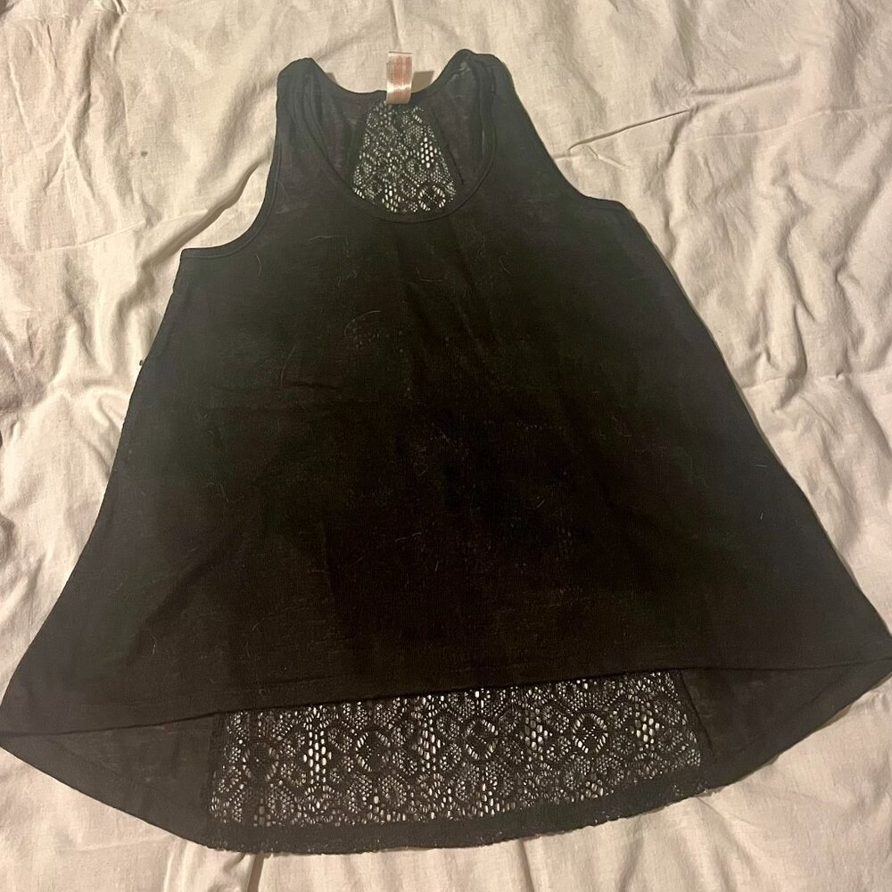 Oversized black see-thru racer-back tank top
